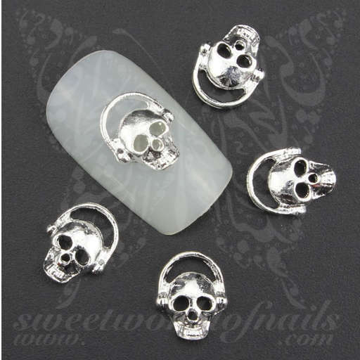 3D Silver Skull Halloween Nail Charms
