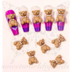 Reddy Brown Bear 3D Nail Art decoration charms / 2pcs
