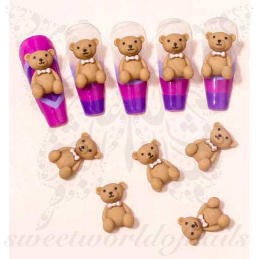 Reddy Brown Bear 3D Nail Art decoration charms / 2pcs