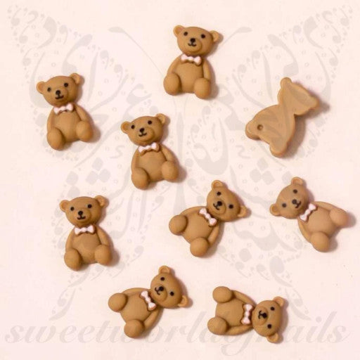 Reddy Brown Bear 3D Nail Art decoration charms / 2pcs