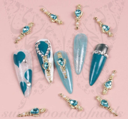 3d Blue Rhinestones Nail Art Decoration charms / 2pcs