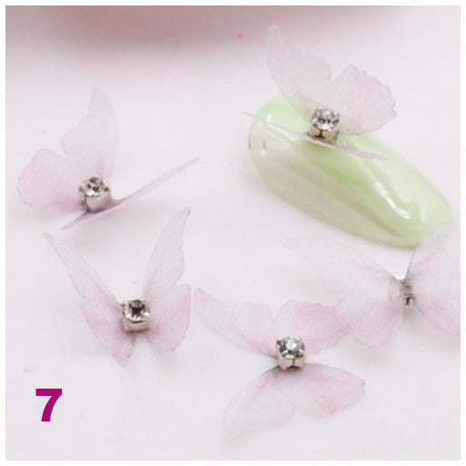 3D Butterfly Nail Art Decoration with Rhinestone 