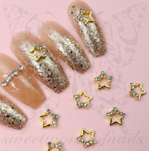 3D Dangle Star Bling Nail Charms 5pcs