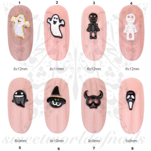 3D Halloween Ghost Skeleton Nail Charms