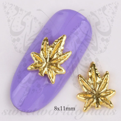 Gold Hash Leaf Nail Decoration Charms / 2pcs