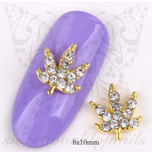 Gold Hash Leaf Nail Decoration Charms / 2pcs