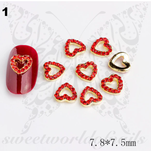 Leelosp 36 Pieces Valentines Day Nail Charms 3D Heart Nail Charms for Nail  Heart Nail Rhinestone Decals Love Crystal Nail Charms Diamond Alloy Nail