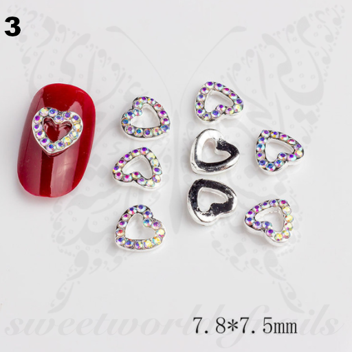 Leelosp 36 Pieces Valentines Day Nail Charms 3D Heart Nail Charms for Nail  Heart Nail Rhinestone Decals Love Crystal Nail Charms Diamond Alloy Nail