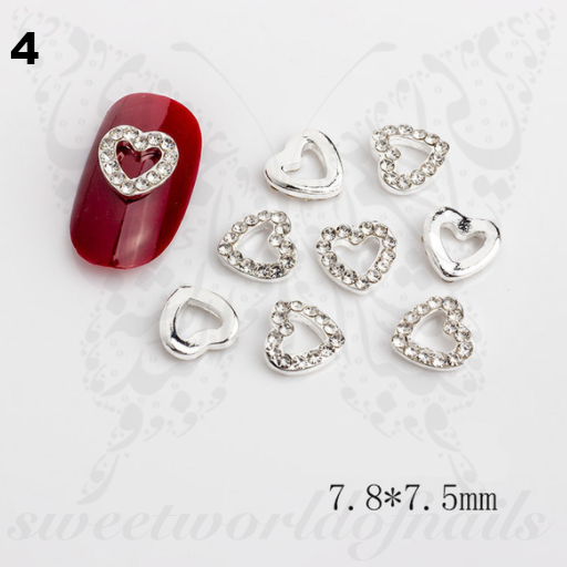 DOSDON Heart Nail Charms Luxury Nail Charms Pearl Nail Charms Pair Hearts 3D Nail Art Jewels Valentine's Nail Charms Heart Face Gems Love Crystal Jewels