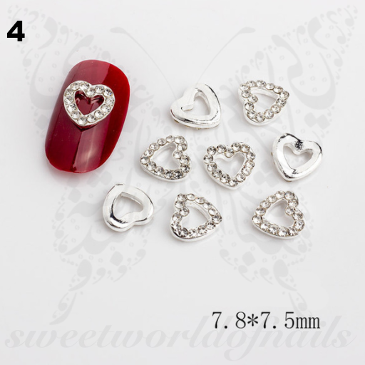 DOSDON Heart Nail Charms 3D Alloy Nail Charms Nail Art Rhinestones Luxury Nail Charms Pair Heart Nail Charms Halloween Nail Charms Big Gems Diamond Jewels