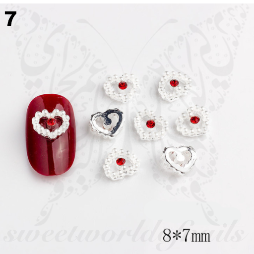 DOSDON Heart Nail Charms 3D Alloy Nail Charms Nail Art Rhinestones Luxury Nail Charms Pair Heart Nail Charms Halloween Nail Charms Big Gems Diamond Jewels