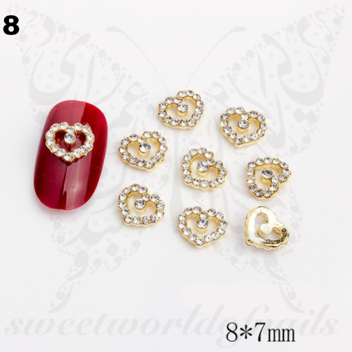 2 Pcs Heart Nail Art Rhinestone 3D Heart Nail Charm Luxury Heart, Cross and  Bowknot Dangle Charm 