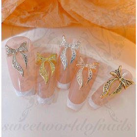 3D Metallic Ribbon Nail Art decoration charms/ 2pcs