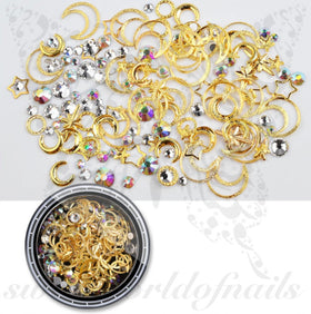 3D Gold Moon Star Nail Art Decoration Mix