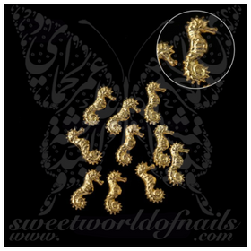 3D Gold Silver Seahorse Nail Charms Decoration