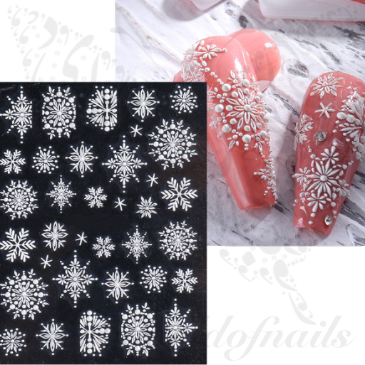 3D White Snowflakes Christmas Nail art Stickers