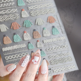 5D Sweater pattern Hat Christmas Nail art Stickers