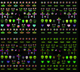 Glow in the dark Sugar Skulls Water Decals