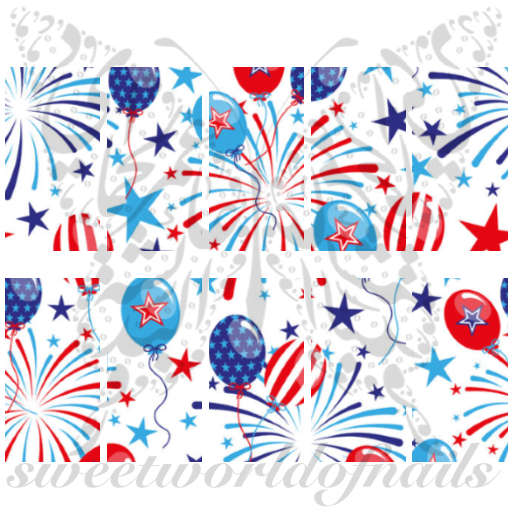 Fourth Of July USA Fireworks Balloons Water Full Wraps