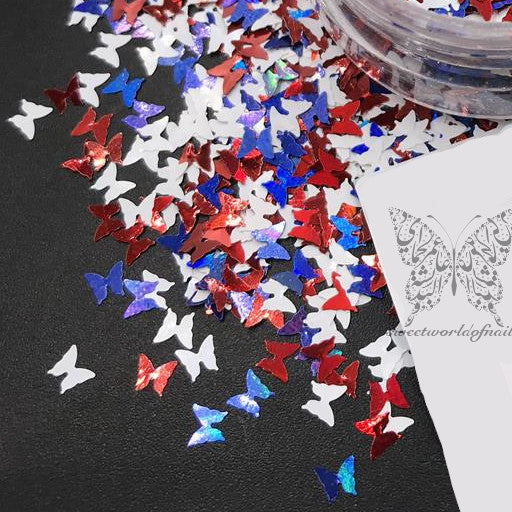 4th Of July Nail Art Butterfly Confetti Glitter