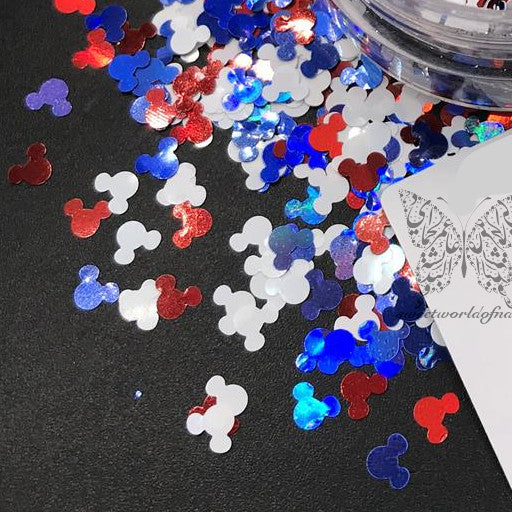 4th Of July Nail Art Mickey Confetti Glitter