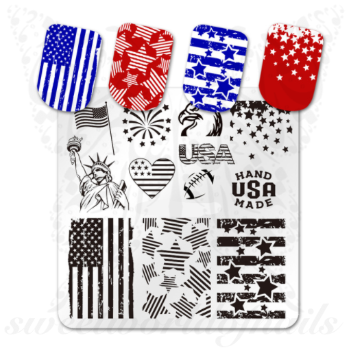 4TH Of July Nail Art Stamping Plate