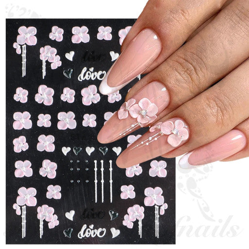 5D Embossed Flower Nail Art Stickers