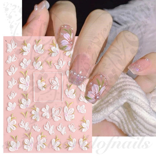 5D Embossed Flower Nail Art Stickers