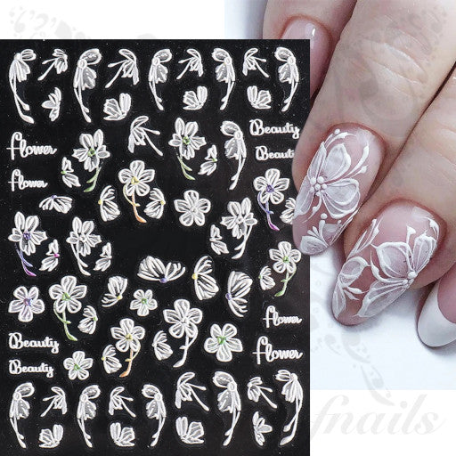 5D Embossed Flower Nail Art Stickers