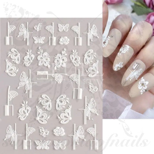 5D Embossed Flower Nail Art Stickers