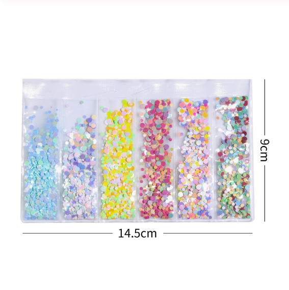 6 designs in one Bag Nail Glitter and Sequins 3d Nail Art Decoration