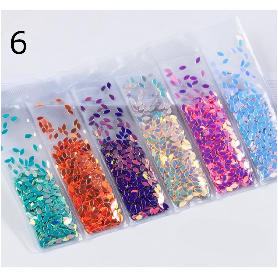 6 designs in one Bag Nail Glitter and Sequins 3d Nail Art Decoration