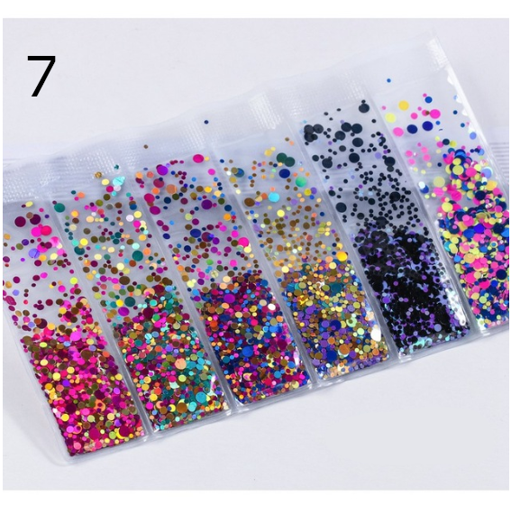 6 designs in one Bag Nail Glitter and Sequins 3d Nail Art Decoration