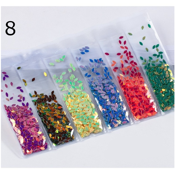 6 designs in one Bag Nail Glitter and Sequins 3d Nail Art Decoration