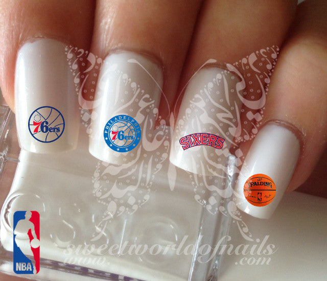 philadelphia 76ers NBA Basketball Nail Art Water Decals Nail Transfers Wraps