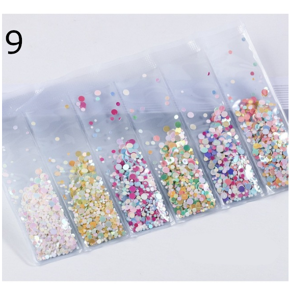 6 designs in one Bag Nail Glitter and Sequins 3d Nail Art Decoration