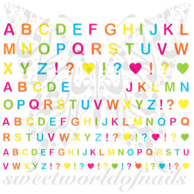 Alphabet Nail Art Colorful Letters Nail Water Decals