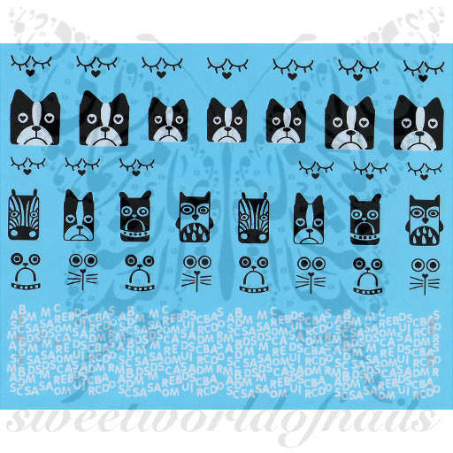 Animal Faces Nail Art Nail Water Decals Transfers Wraps
