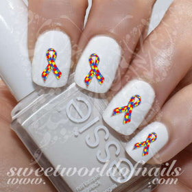 Autism Awareness Nail Art Autism Ribbon Nail Water Decals Water Slides