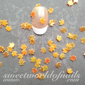 Autumn Nail Art 3D Yellow Maple Leaves Nail Decoration
