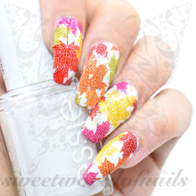 Autumn Nail Art Leaves Water Full Wraps