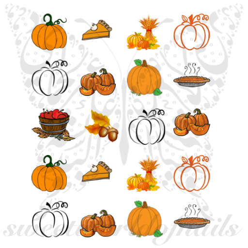 Thanksgiving Fall Pumpkin Collection Nail Water Slides