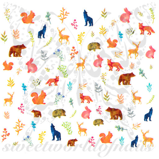 Autumn Nail Art Leaves Forest Animals Nail Water Slides