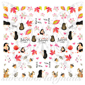 Autumn Nail Art Leaves and Squirrels Nail Water Slides