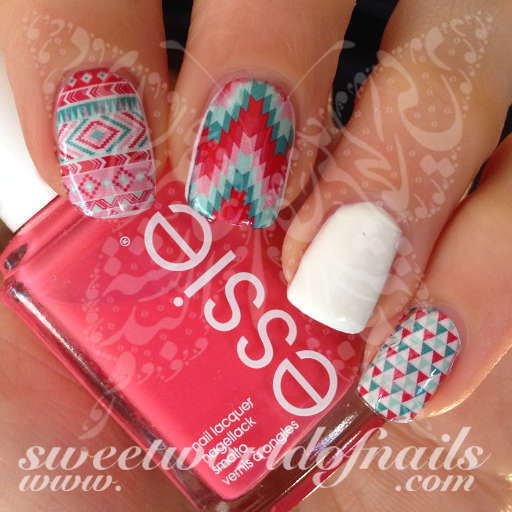 Aztec Nails Inspired by One Nail to Rule Them All - The Little Canvas
