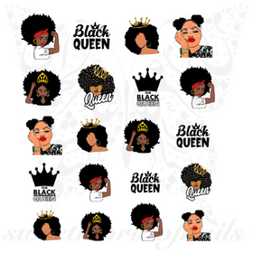 Black Queen Nail Art Afro Woman Water Decals