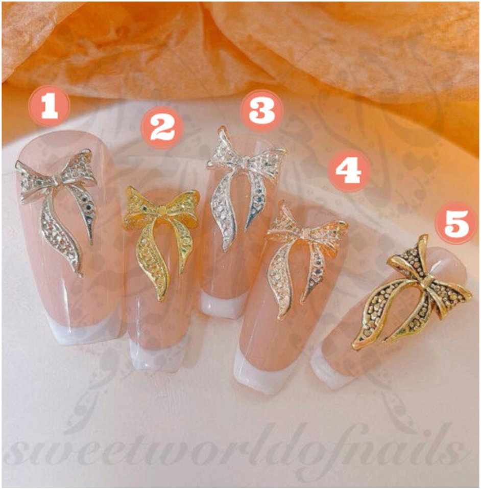 3D Metallic Ribbon Nail Art decoration charms/ 2pcs