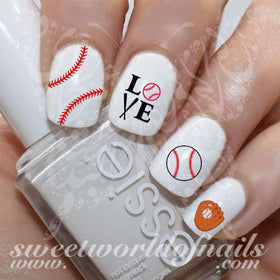 Baseball Nail Art Baseball Glove Stitches Love Baseball Nail Water Decals Water Slides