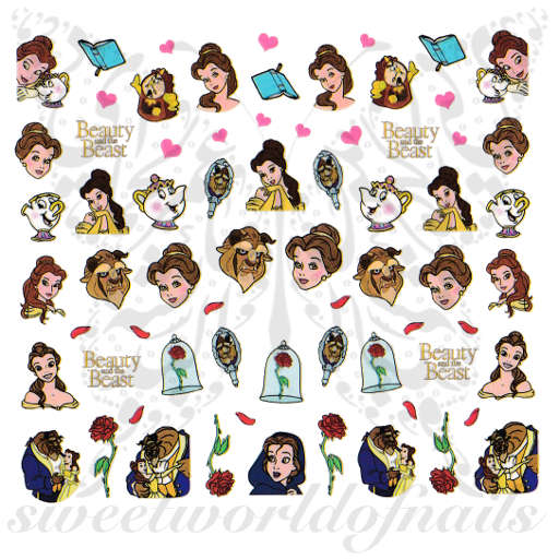 Beauty and the Beast Nail Art Water Decals