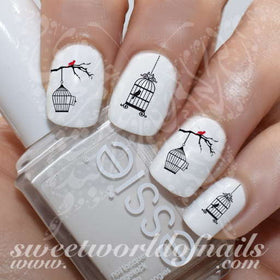 Bird Nail Art Birdcage Tree Branch Nail Water Decals Water Slides